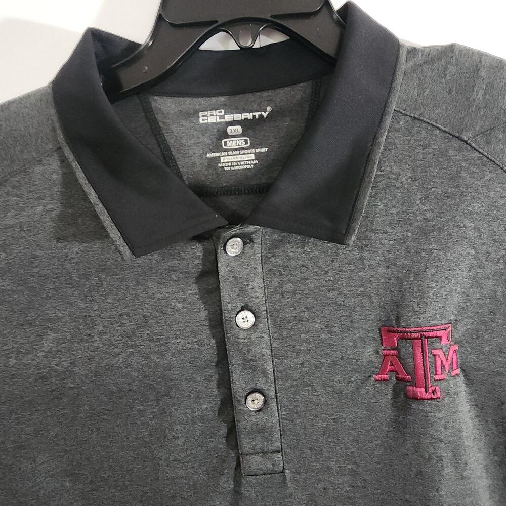 A18 Texas A&M Aggies Polo Shirt Mens 3XL Dark Gray Short Sleeve College Football